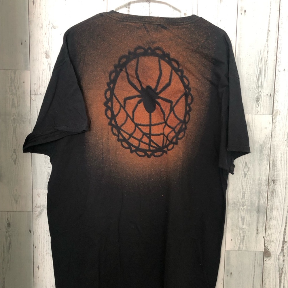 Men’s black T-shirt, Halloween spiderweb bleached effect size 2X